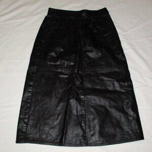 EMPORIO ARMANI Vintage Black Leather Lined Straight Skirt Italy